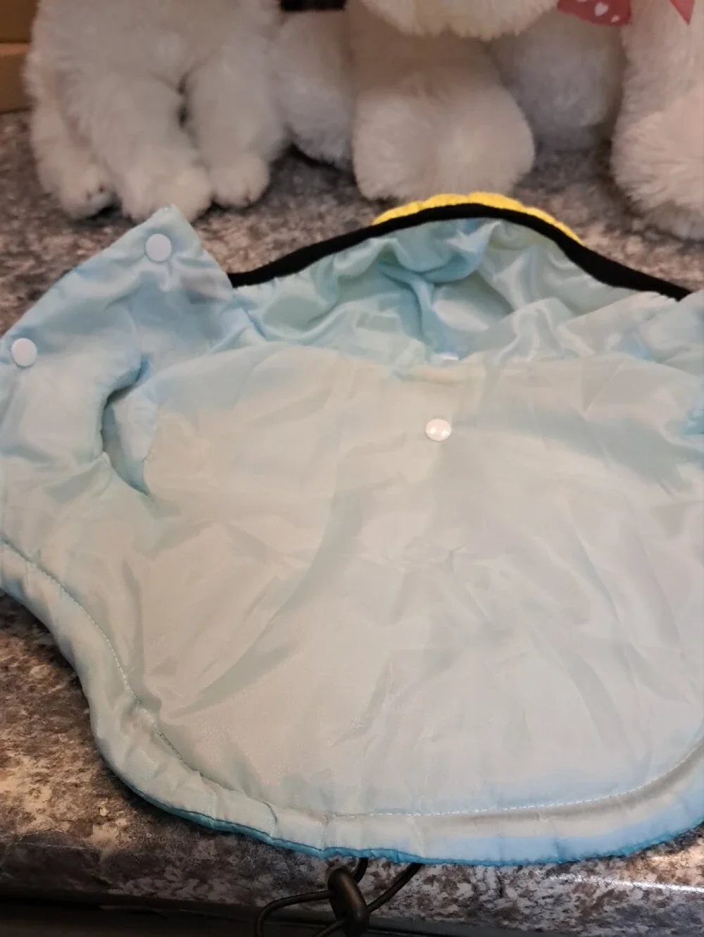Yellow & Light Blue Insulated Hooded Dog Coat